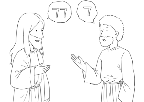 Matthew 18 21 22 Forgiving Others   Jesus And Peter Coloring Page